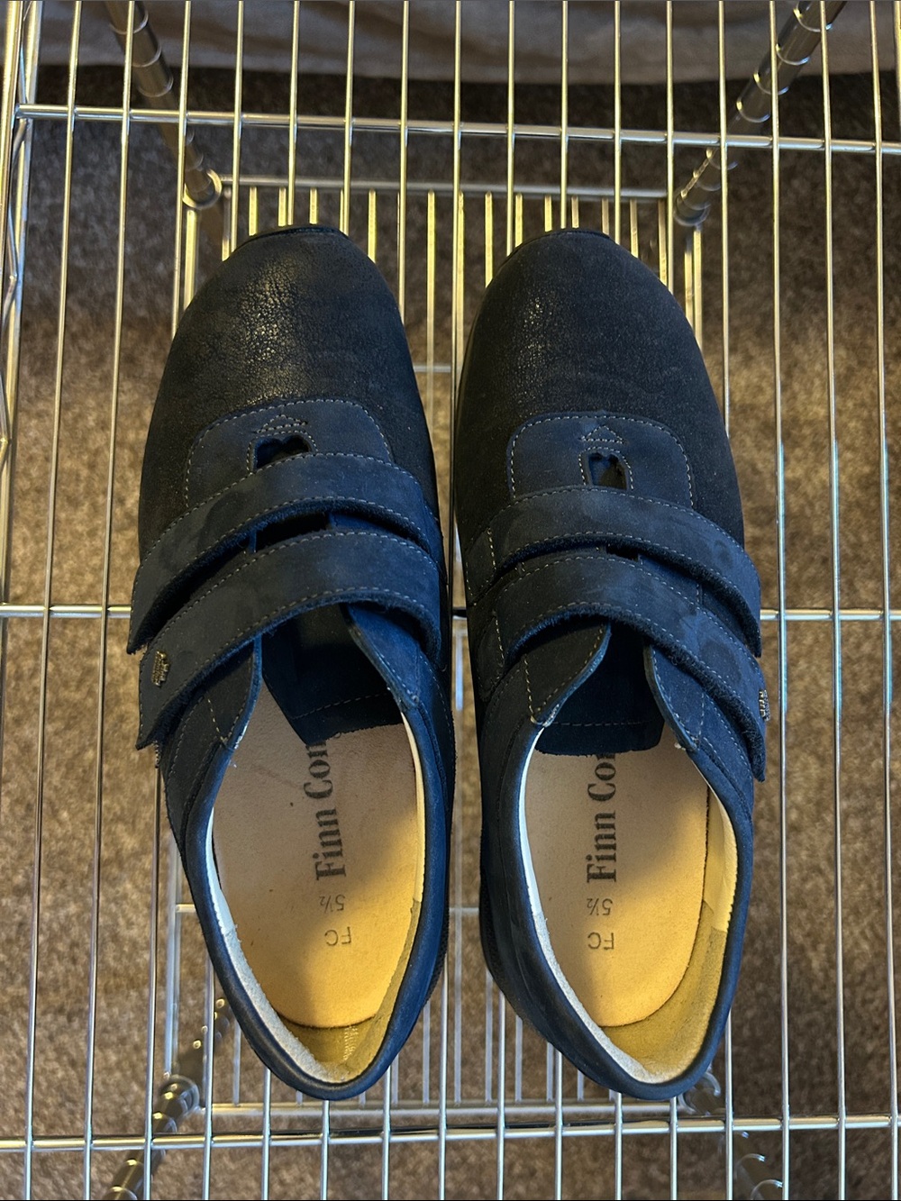 Finn Comfort Navy Suede Double-Strap Loafers Ivrea, Size 8